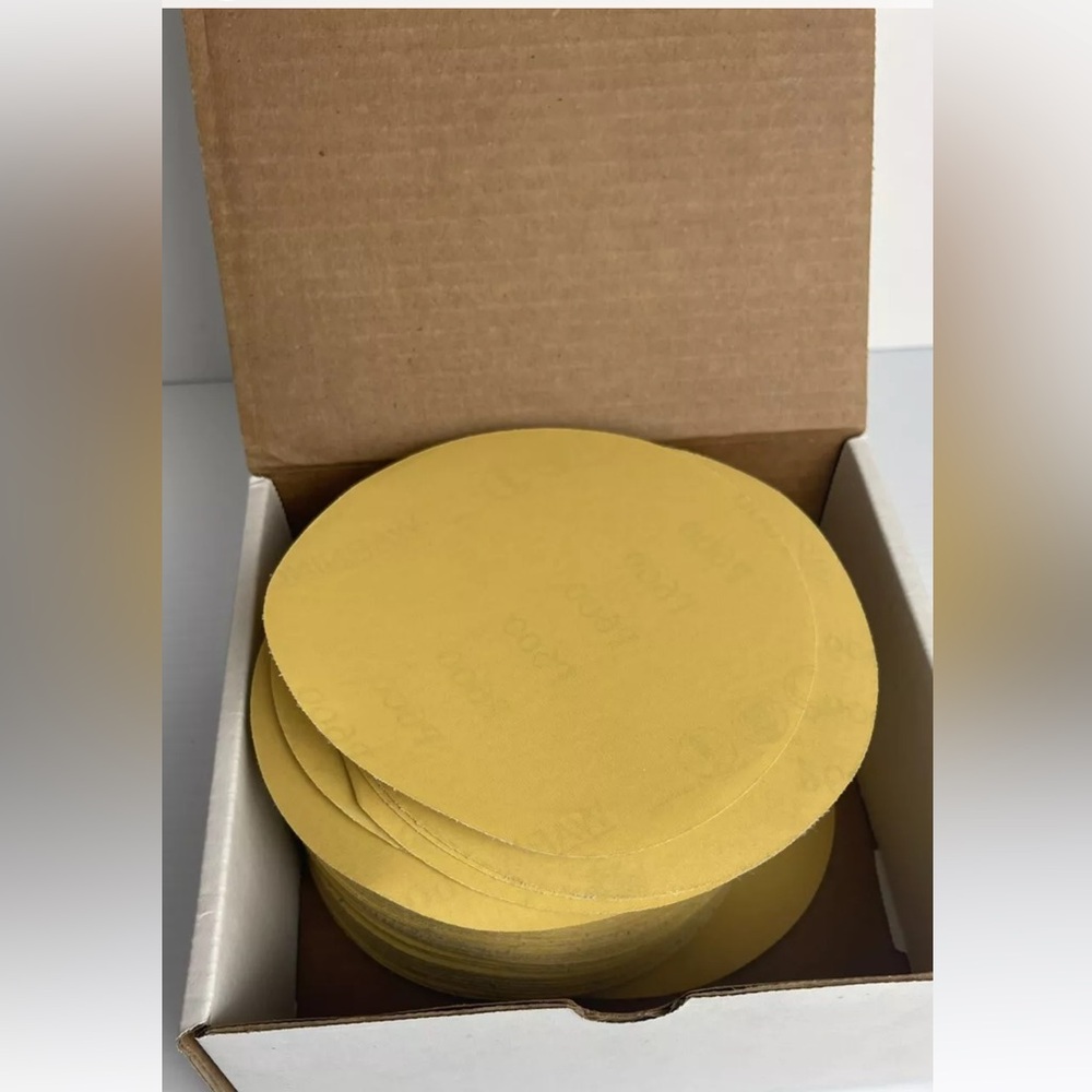 ( 1 Box of 100) Paper Backed Gold 6” Sanding Disc 600G Grits No Hole P600